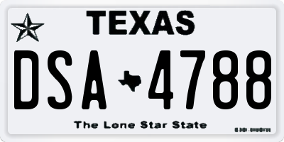 TX license plate DSA4788
