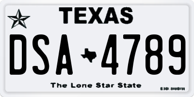 TX license plate DSA4789