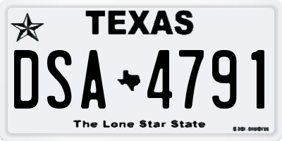 TX license plate DSA4791