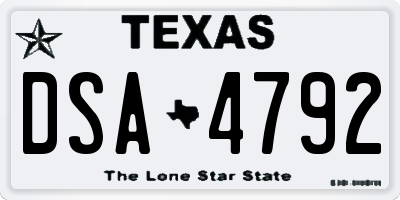 TX license plate DSA4792