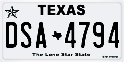 TX license plate DSA4794