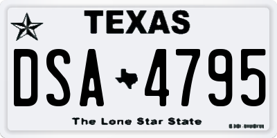 TX license plate DSA4795