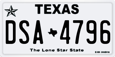 TX license plate DSA4796