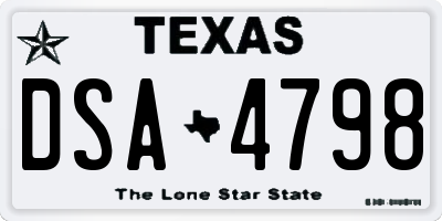 TX license plate DSA4798