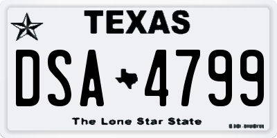 TX license plate DSA4799