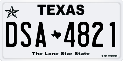 TX license plate DSA4821