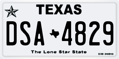 TX license plate DSA4829