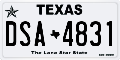 TX license plate DSA4831