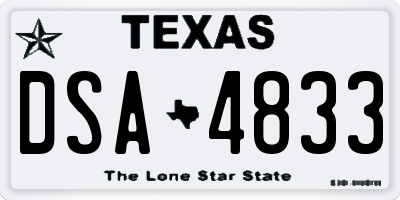 TX license plate DSA4833