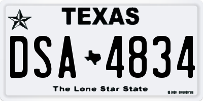 TX license plate DSA4834