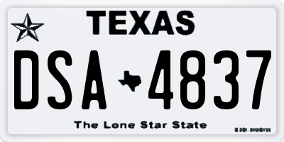 TX license plate DSA4837