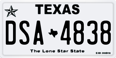 TX license plate DSA4838