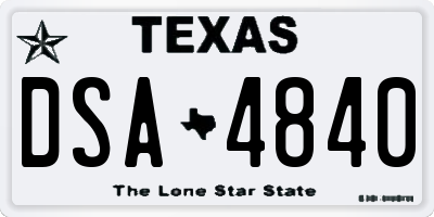 TX license plate DSA4840