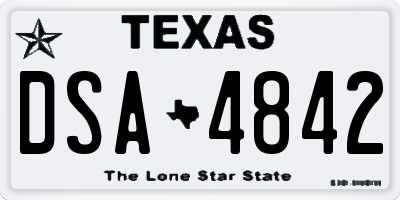 TX license plate DSA4842