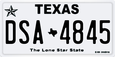 TX license plate DSA4845