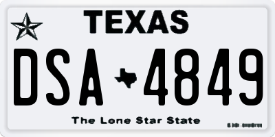 TX license plate DSA4849