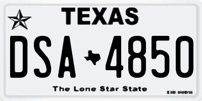 TX license plate DSA4850