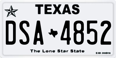 TX license plate DSA4852