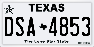 TX license plate DSA4853