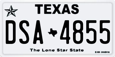 TX license plate DSA4855