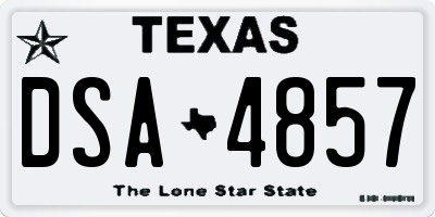 TX license plate DSA4857