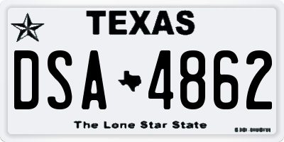 TX license plate DSA4862