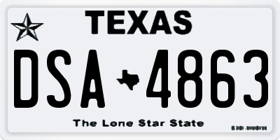 TX license plate DSA4863