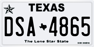TX license plate DSA4865