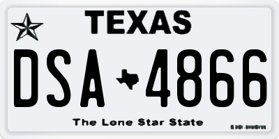 TX license plate DSA4866