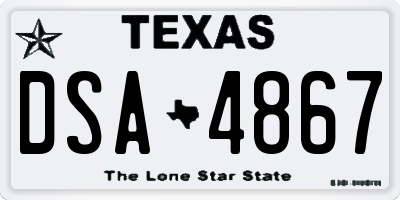 TX license plate DSA4867