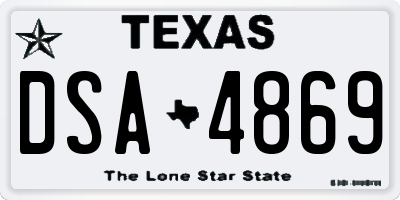 TX license plate DSA4869