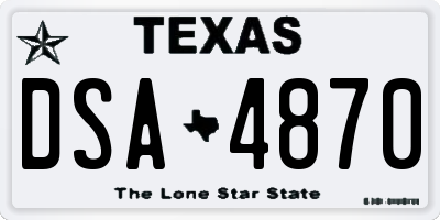 TX license plate DSA4870