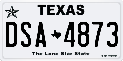 TX license plate DSA4873