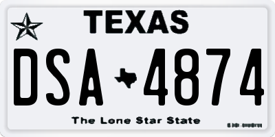 TX license plate DSA4874