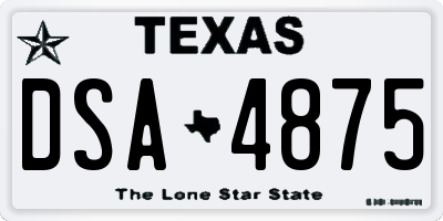 TX license plate DSA4875