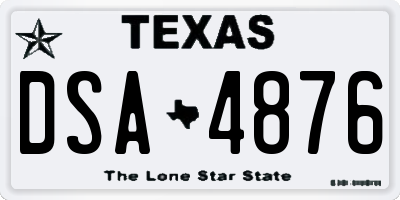 TX license plate DSA4876