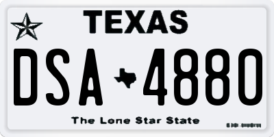 TX license plate DSA4880