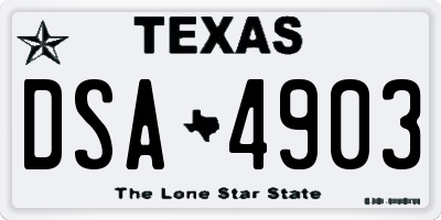 TX license plate DSA4903