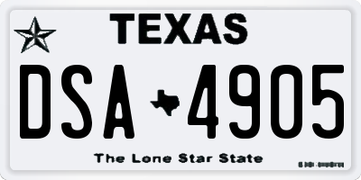 TX license plate DSA4905