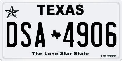 TX license plate DSA4906