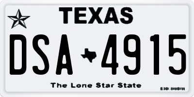 TX license plate DSA4915