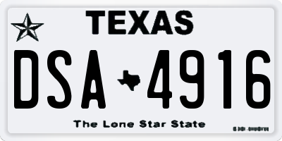 TX license plate DSA4916