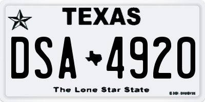 TX license plate DSA4920