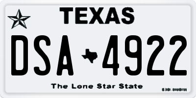 TX license plate DSA4922