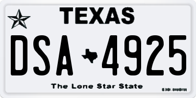 TX license plate DSA4925