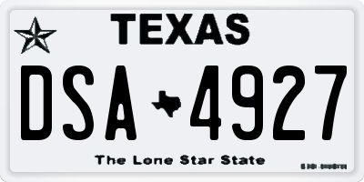 TX license plate DSA4927