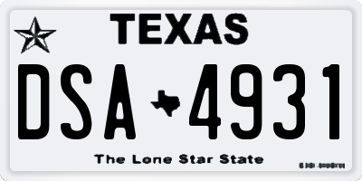 TX license plate DSA4931