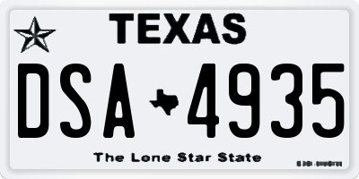 TX license plate DSA4935