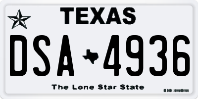 TX license plate DSA4936