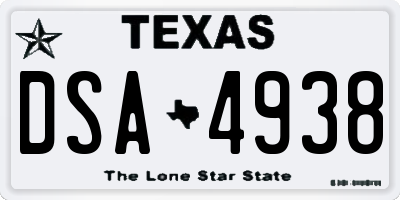 TX license plate DSA4938